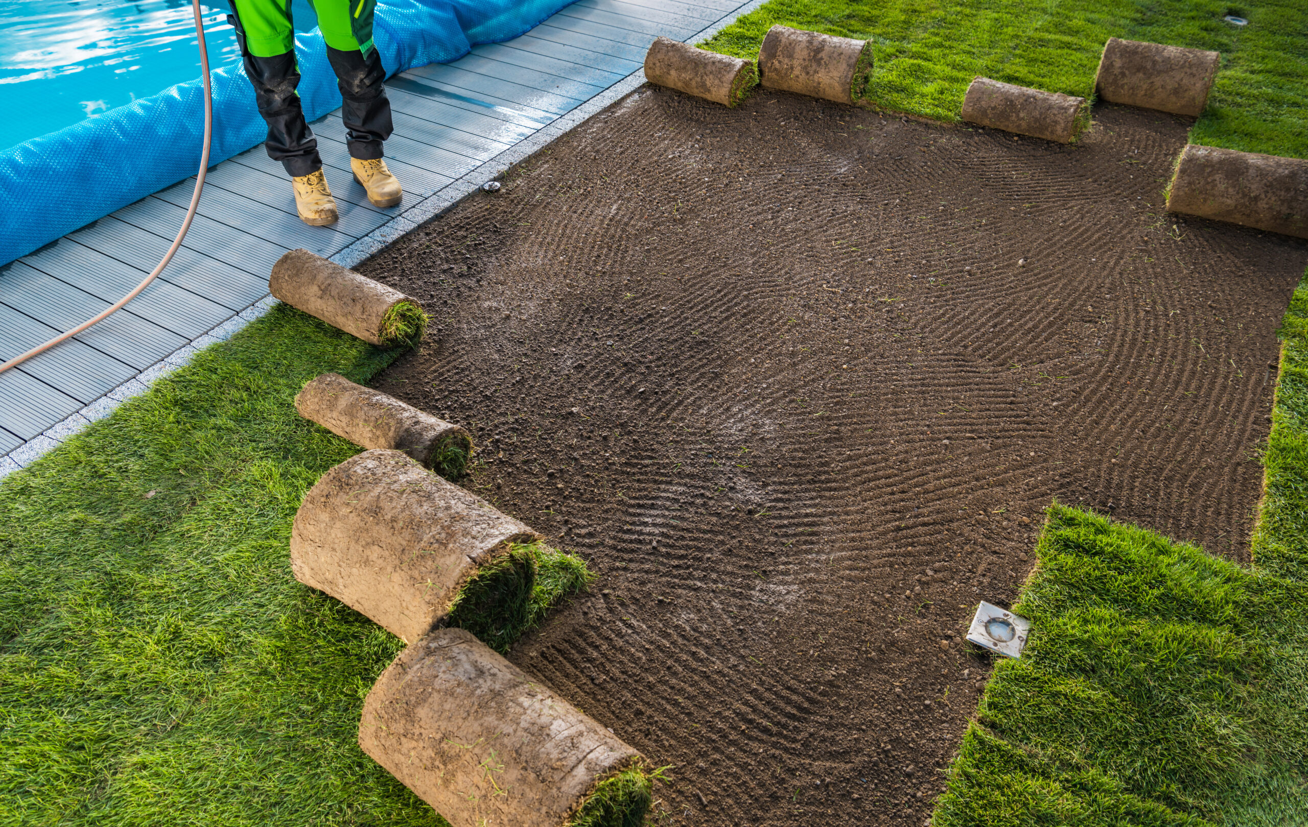 Natural grass turfs installation